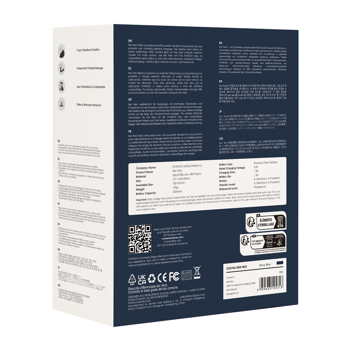 SVAKOM - Iker Neo - Interactieve Pulserende Prostaat Vibrator, Appbediening - Marineblauw