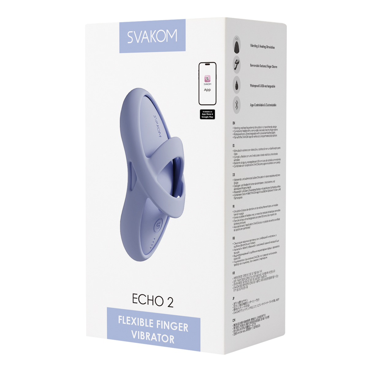 SVAKOM - Echo 2 - Flexibele Vinger Vibrator, App Besturing - Sky Blue