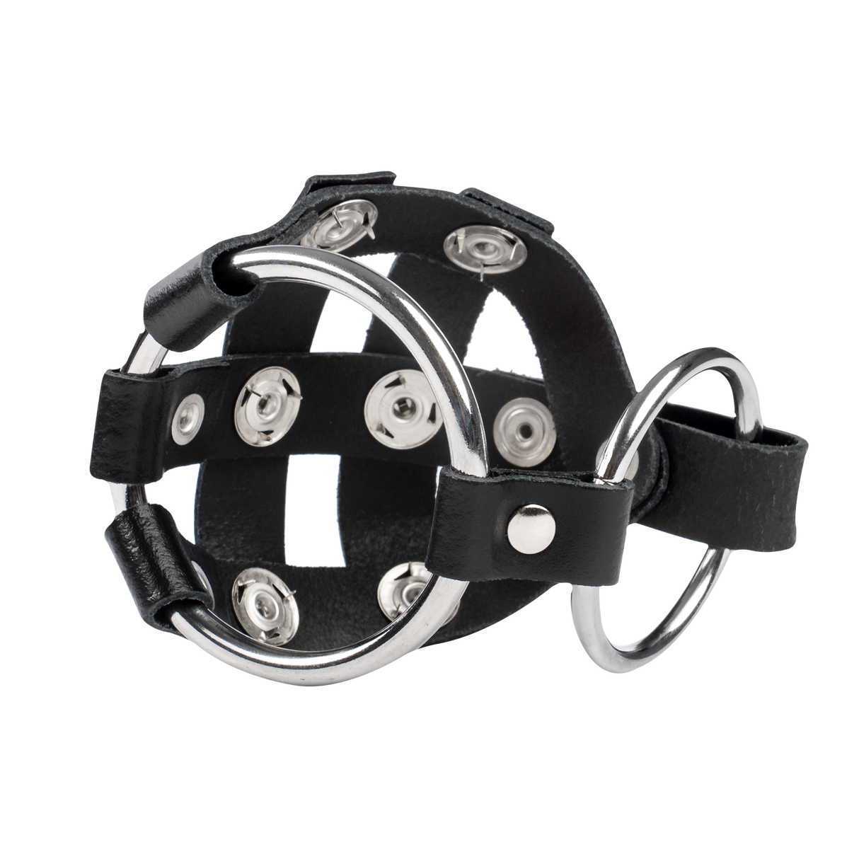 Rimba Bondage Play - Leren Balzakkooi met spijkers - Zwart