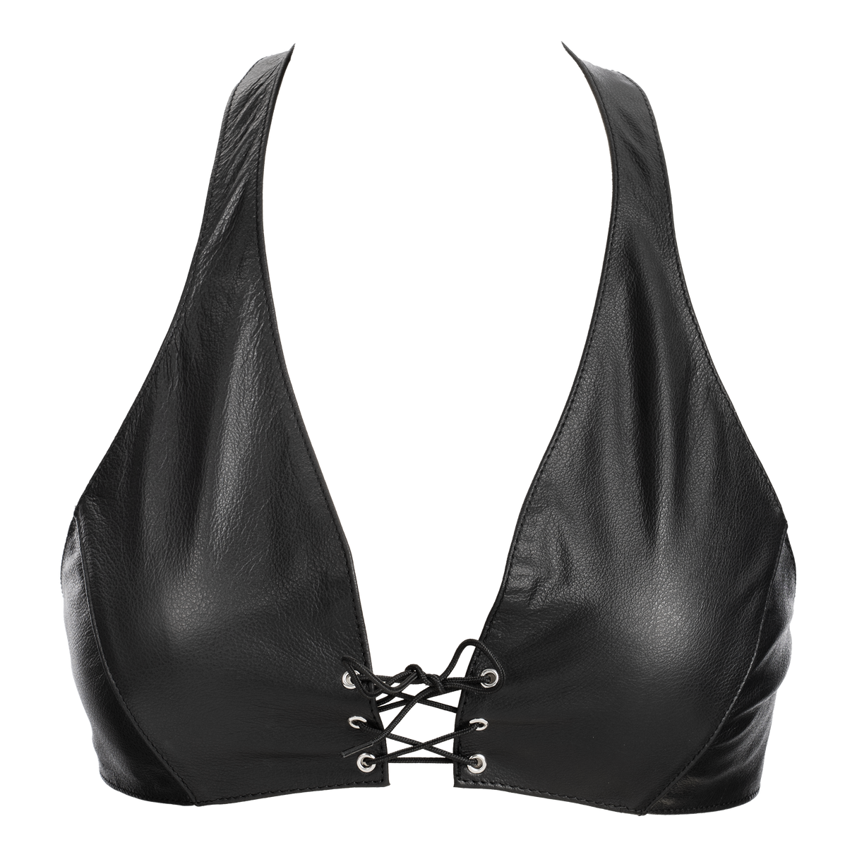 Rimba Bondage Play - Lederen Bustier met Vetersluiting - Zwart