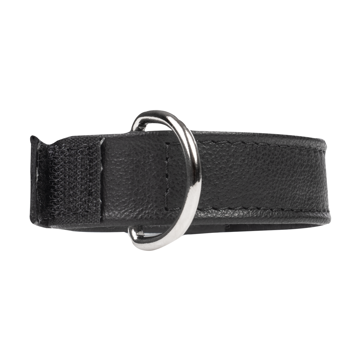 Rimba Bondage Play - Lederen Cockstrap met Klittenband - Zwart