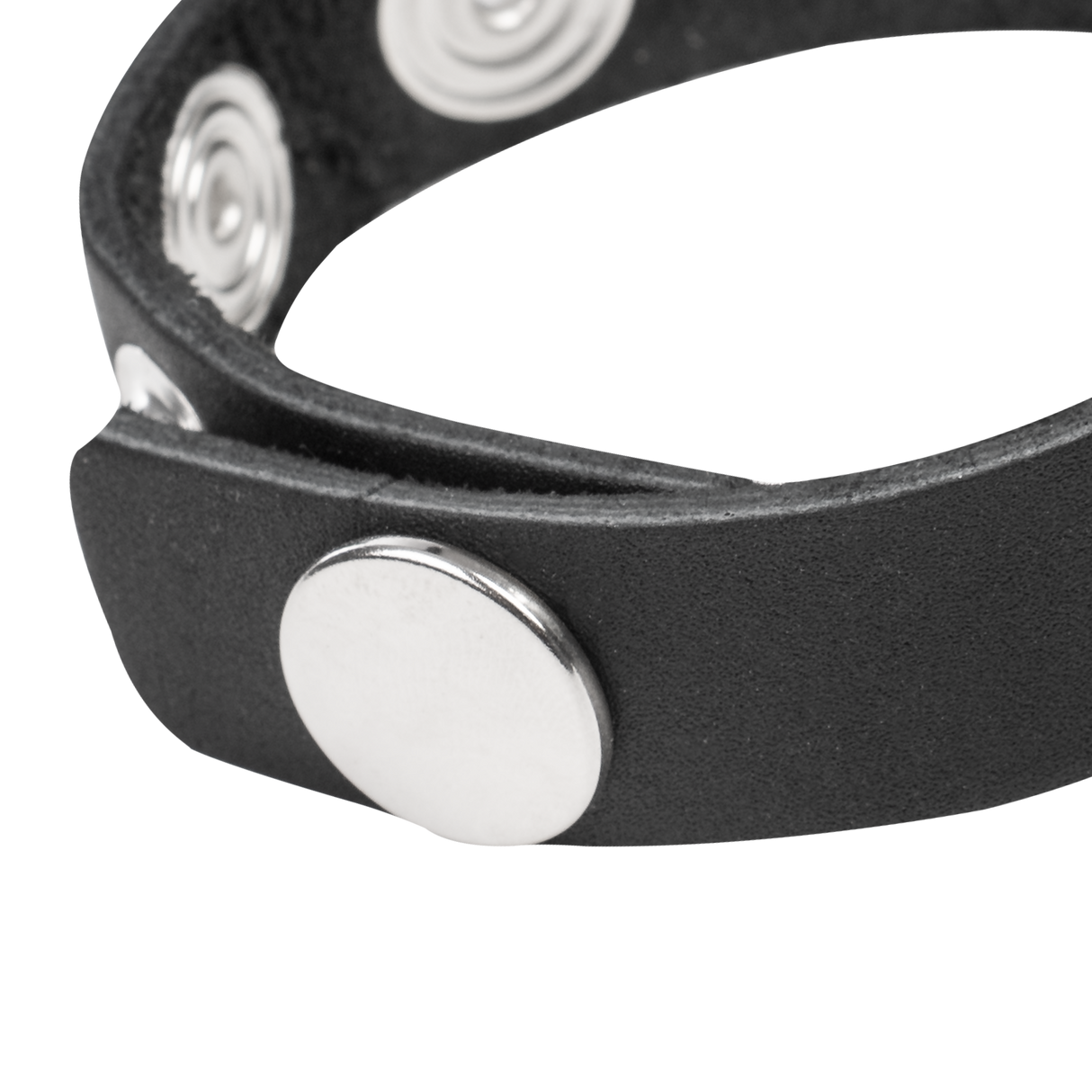 Rimba Bondage Play - Lederen Cockring met Metalen O-Ring - Zwart & Zilver