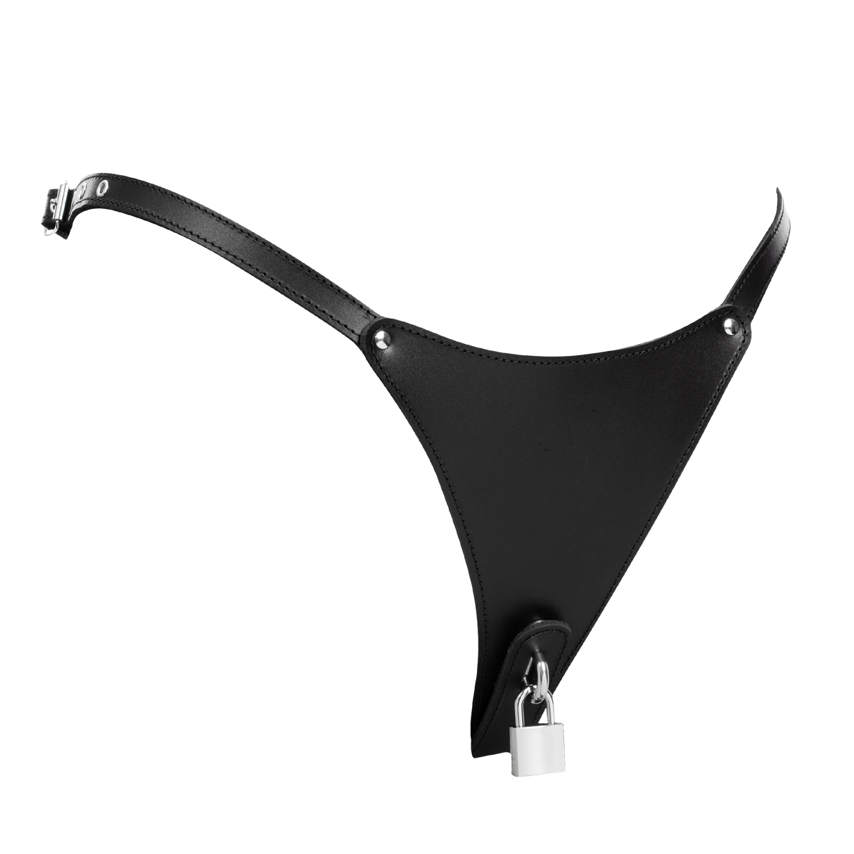 Rimba Bondage Play - Afsluitbare lederen string - Zwart
