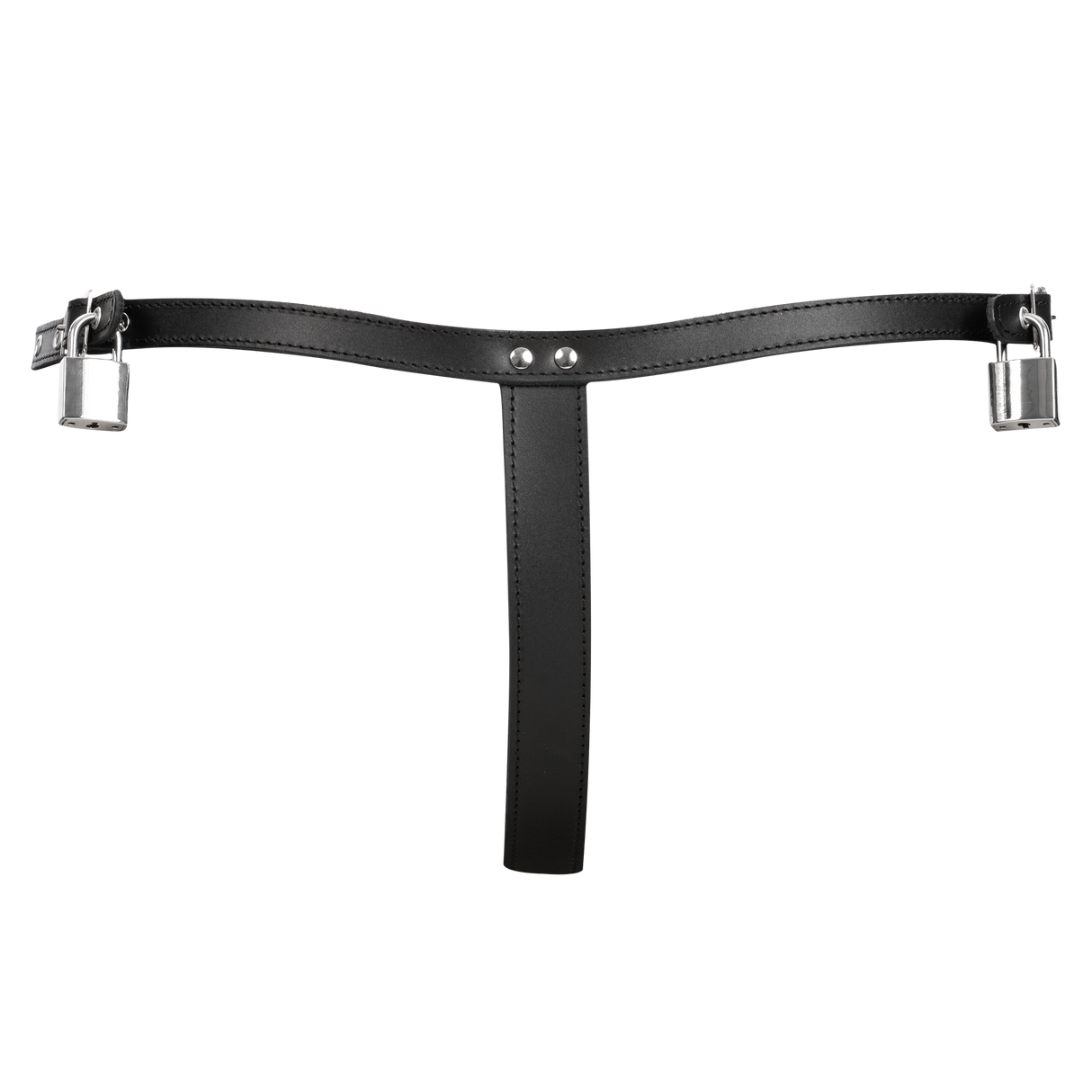 Rimba Bondage Play - Afsluitbare lederen string - Zwart