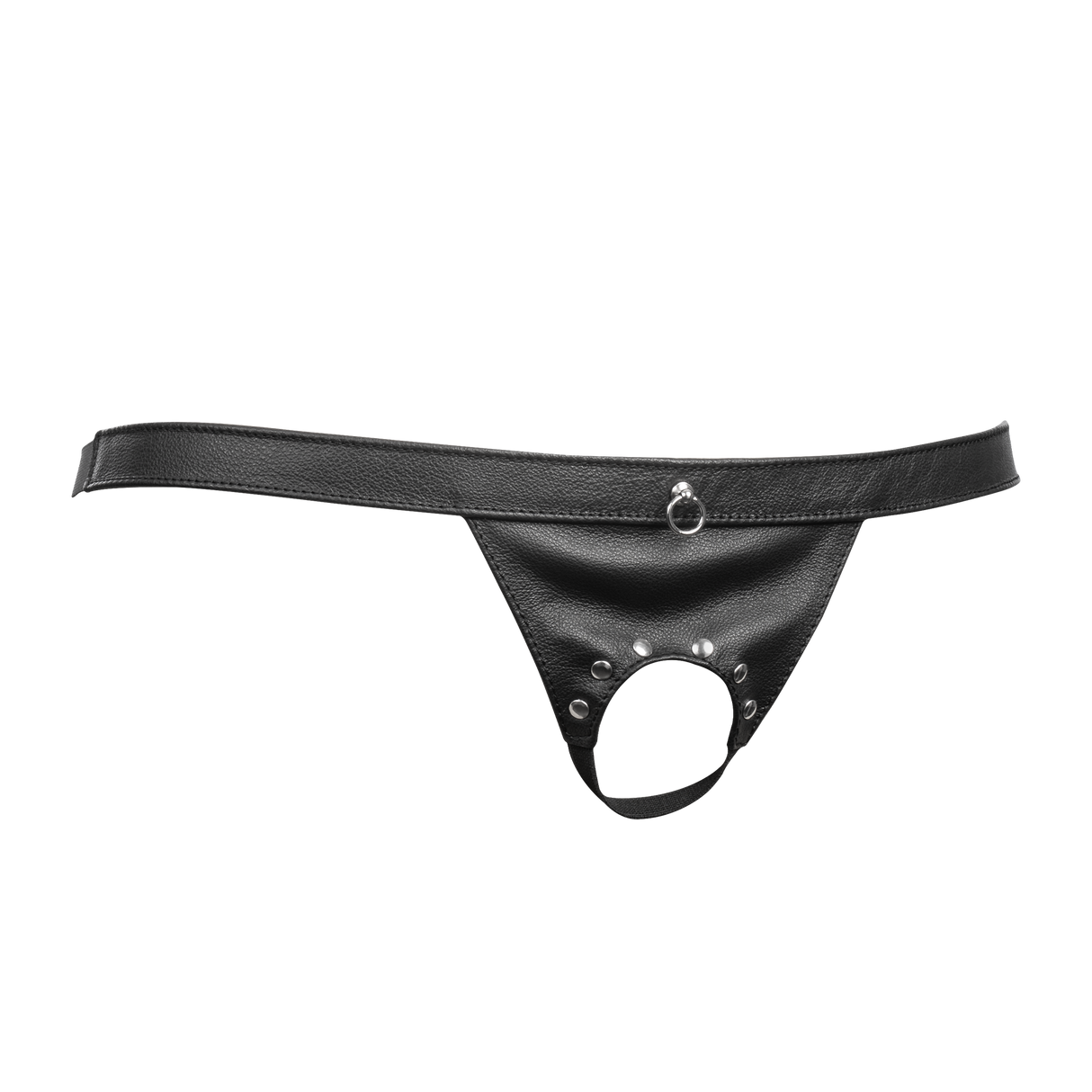 Rimba Bondage Play - Lederen Open Slip voor Heren - Zwart