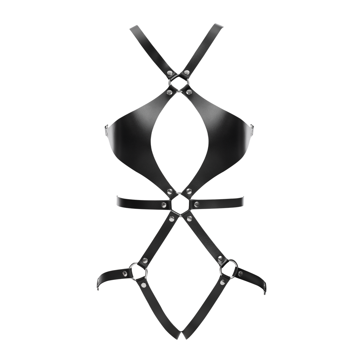 Rimba Bondage Play - Lederen Bodyharnas - Zwart