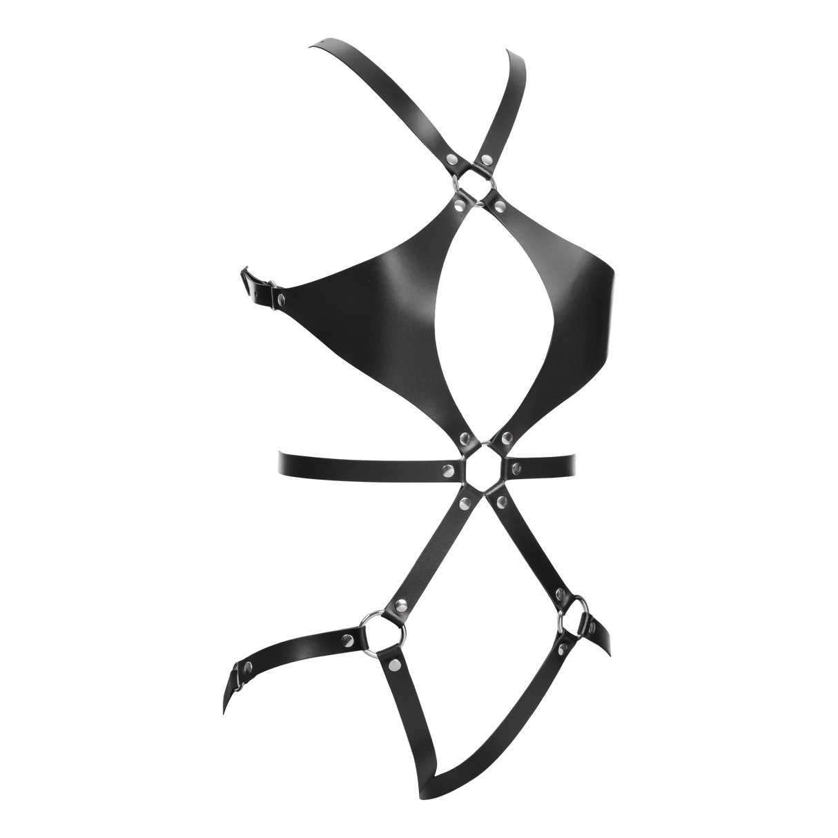 Rimba Bondage Play - Lederen Bodyharnas - Zwart