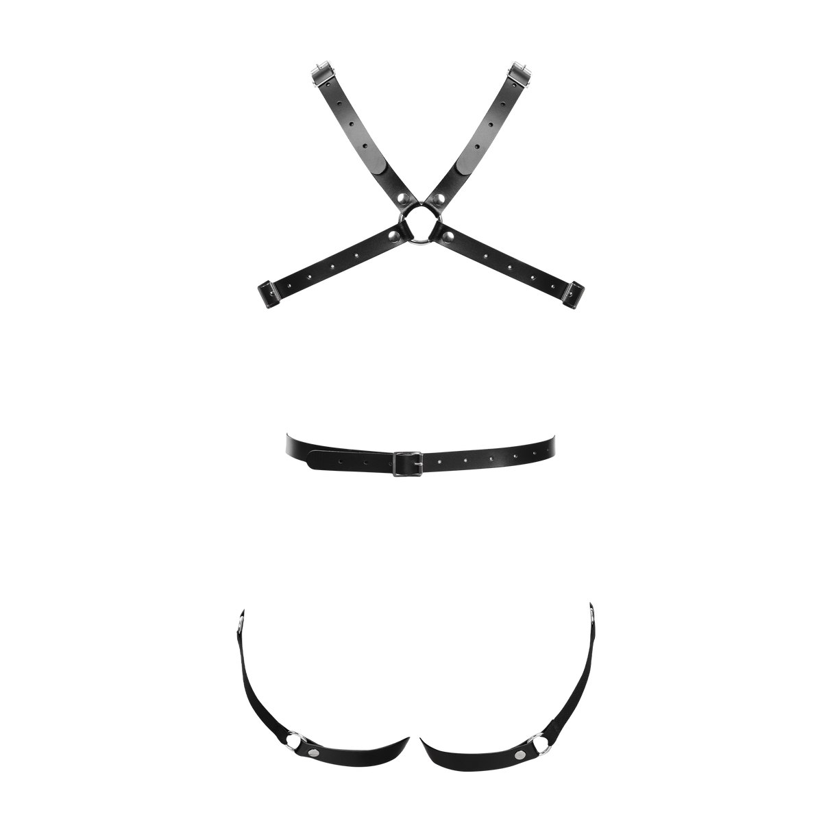 Rimba Bondage Play - Lederen Bodyharnas - Zwart