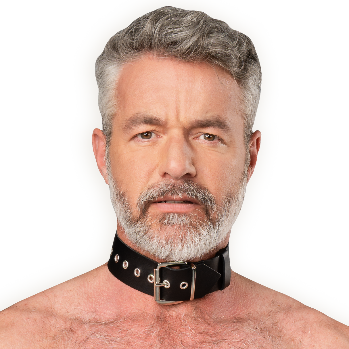 Rimba Bondage Play - Lederen Halsband met Metalen Gesp - Zwart