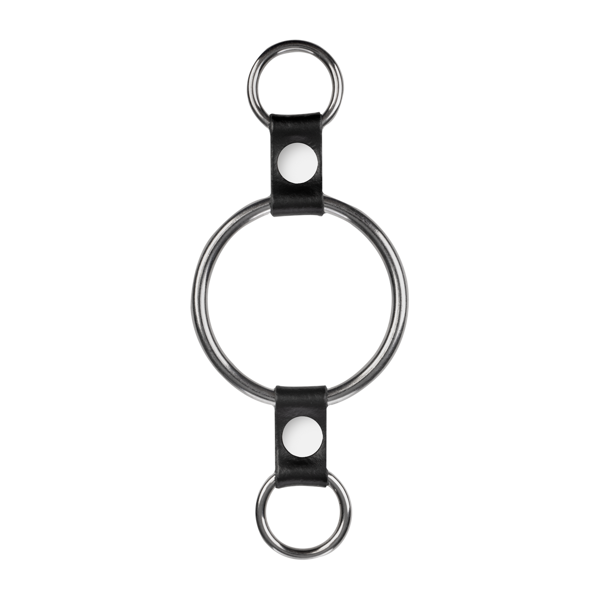 Rimba Bondage Play - Penisring met bevestigingsringen - Zilver & Zwart