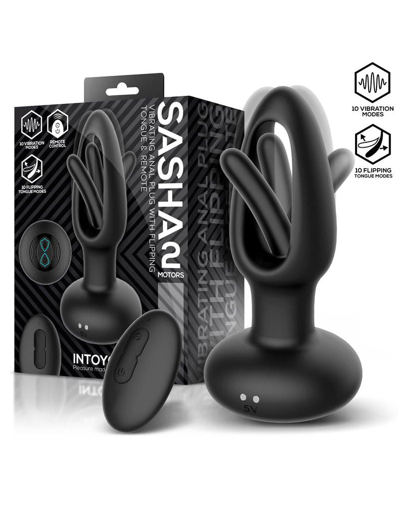 IY - Sasha - Vibrerende plug met bewegende tong en afstandsbediening - Zwart