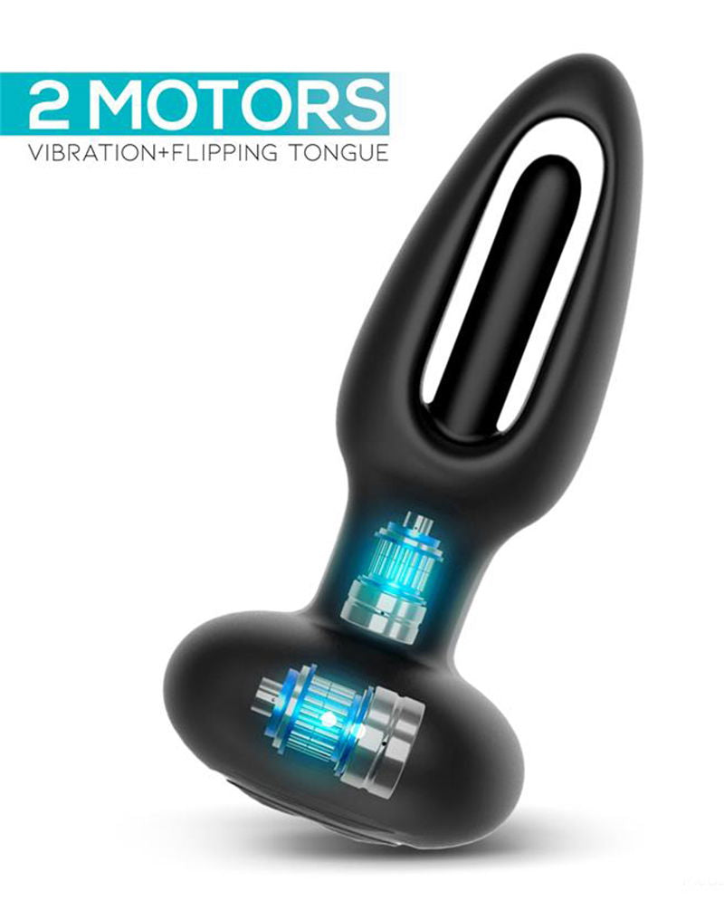 IY - Sasha - Vibrerende plug met bewegende tong en afstandsbediening - Zwart