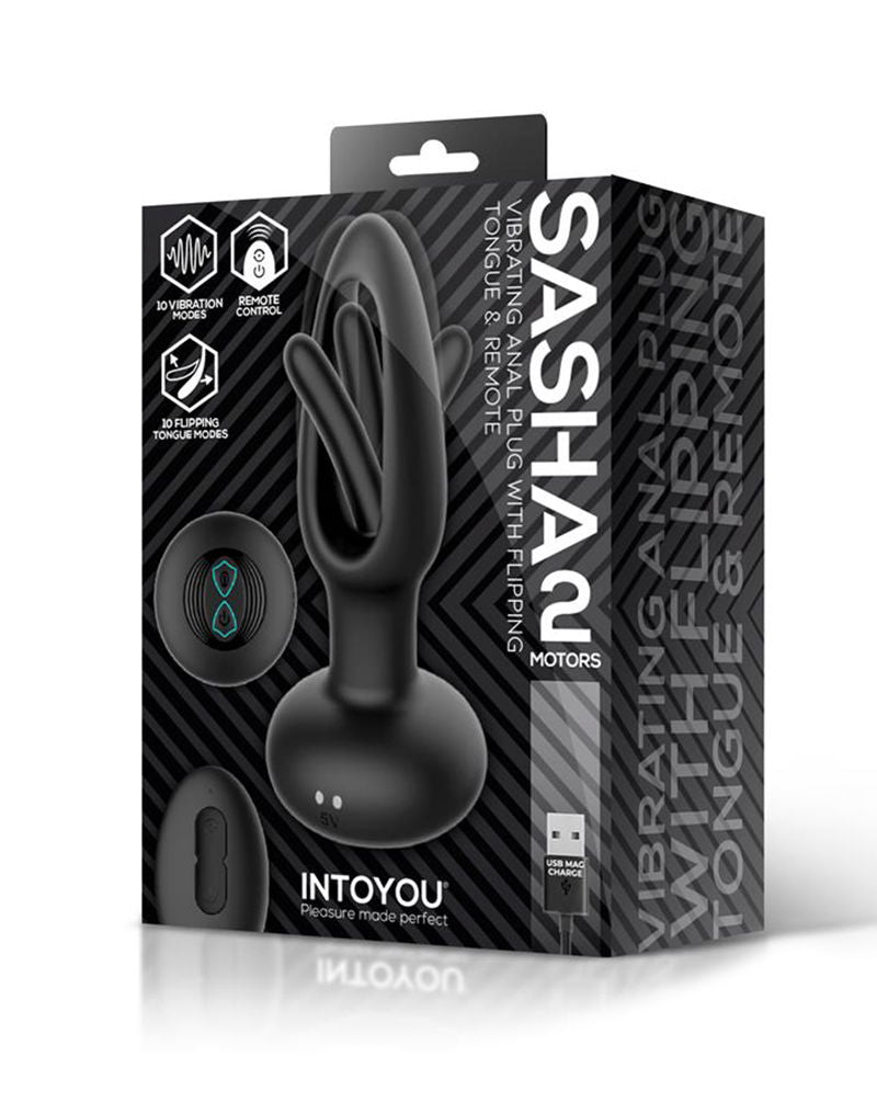 IY - Sasha - Vibrerende plug met bewegende tong en afstandsbediening - Zwart