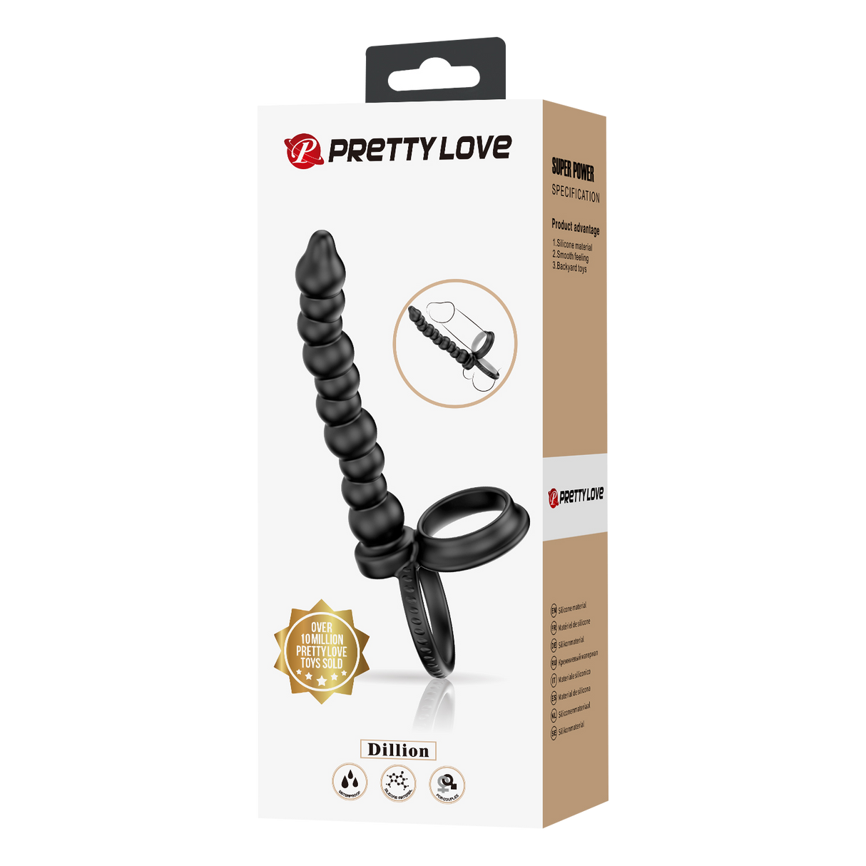 Pretty Love - Dillion - Cockring Anaal Kralen - Zwart