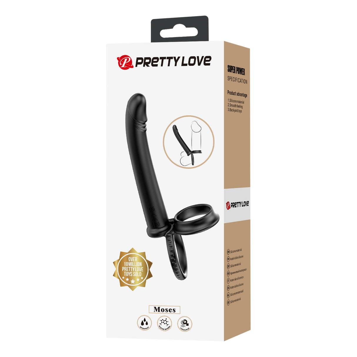 Pretty Love - Moses - Cock en Ball Ring Dildo - Zwart