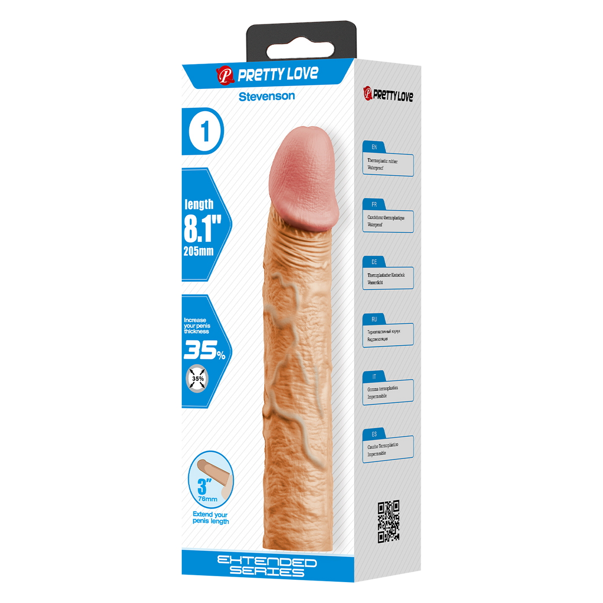 Pretty Love - Stevenson - Realistische Penis Sleeve - 205mm - Nude