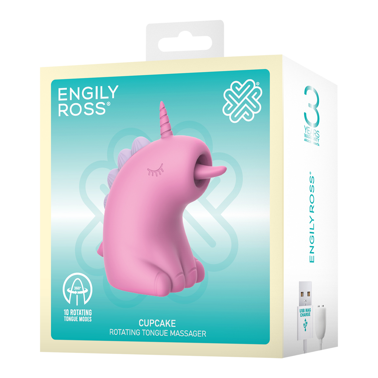 ER - Cupcake Unicorn - 360° Roterende Tong Massage - Roze