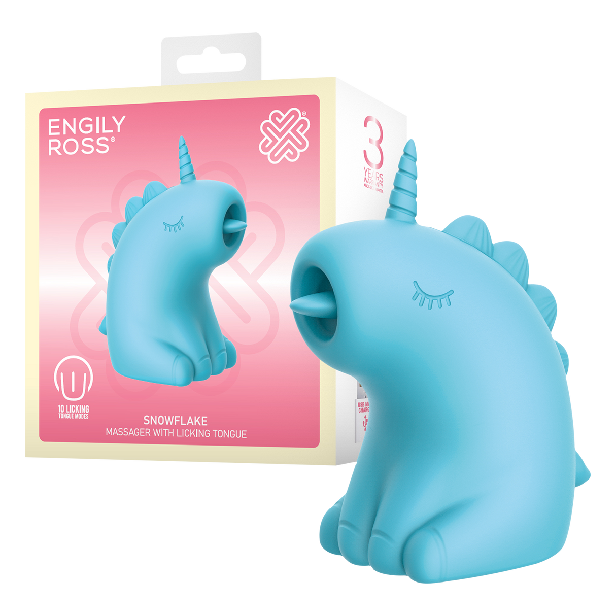 ER - Snowflake Unicorn - Massager met Likkende Tong - Blauw