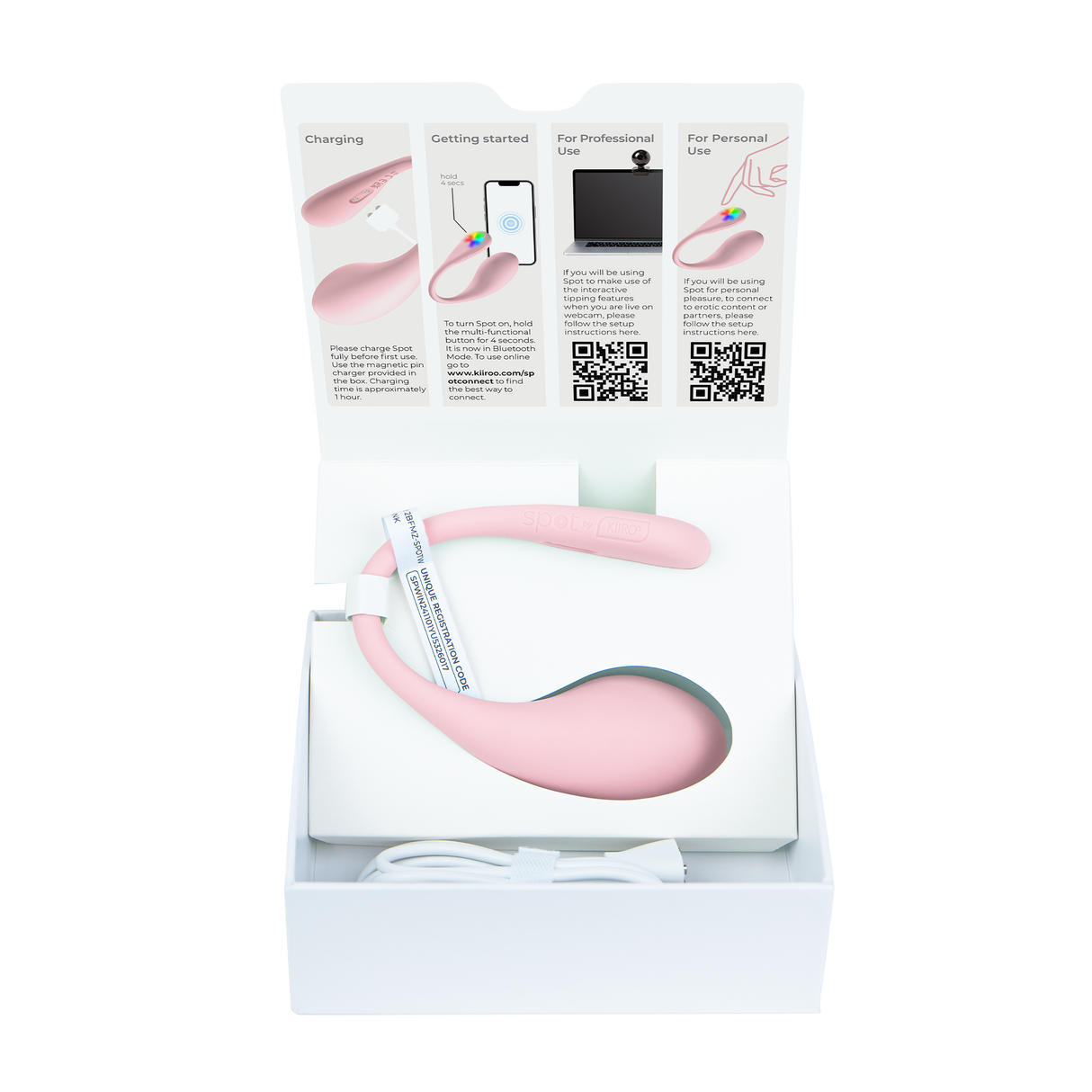 KIIROO- Spot - Draagbare Interactieve Ei-vibrator - Kiss Me Pink