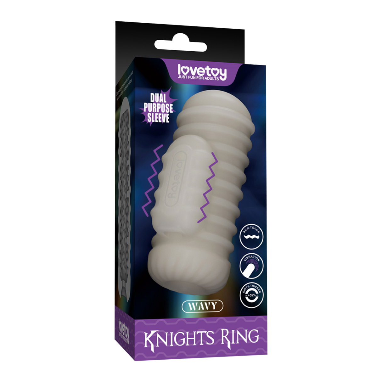 LoveToy - Knights Ring - Vibrerende Dual Purpose Sleeve - Golvend - Wit