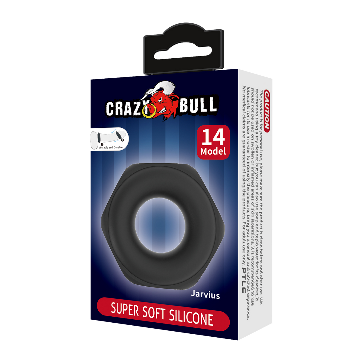 Crazy Bull - Jarvius - Super Soft Siliconen Ring - Model 14 - Zwart