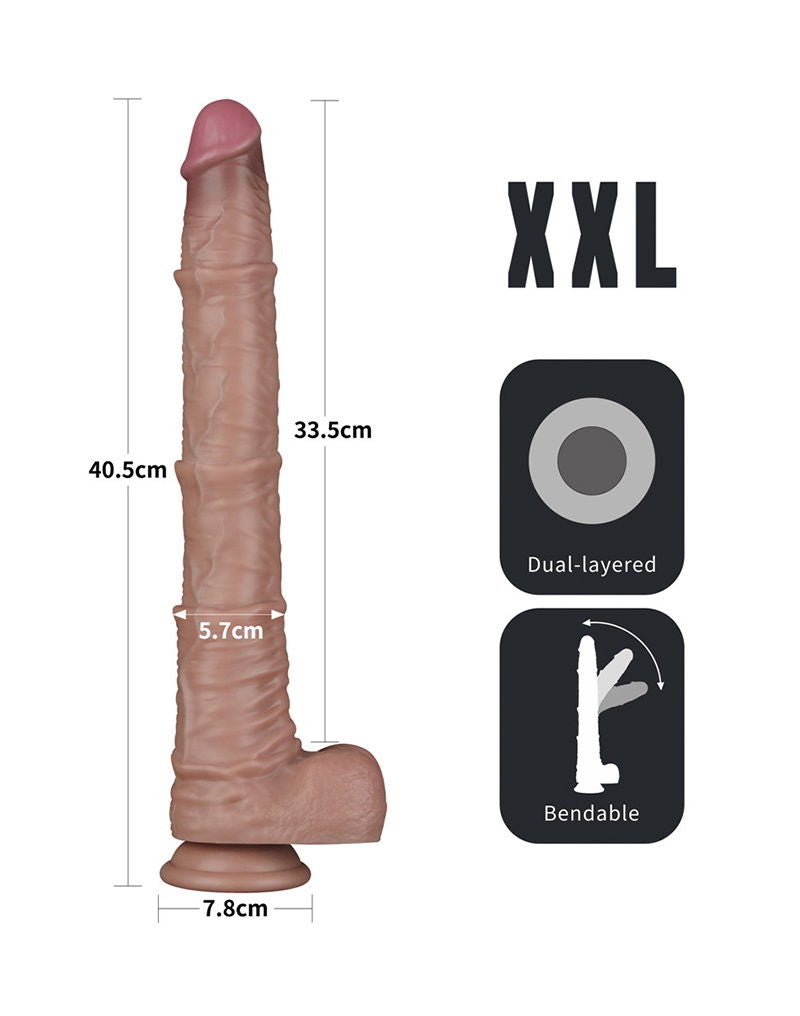 LoveToy - Nature Cock - 16" Dual Layered Bendable Cock XXL -Nude