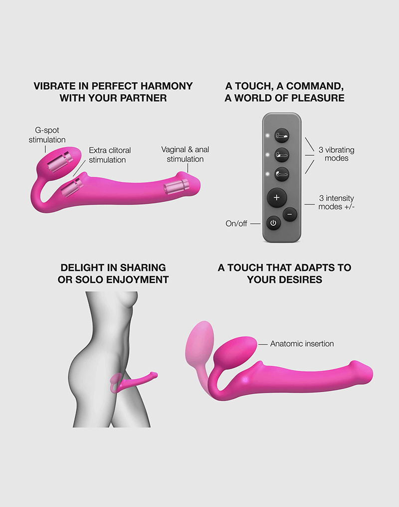 Strap-On-Me - Buigbare Strap-On Vibrator met Afstandsbediening Maat L