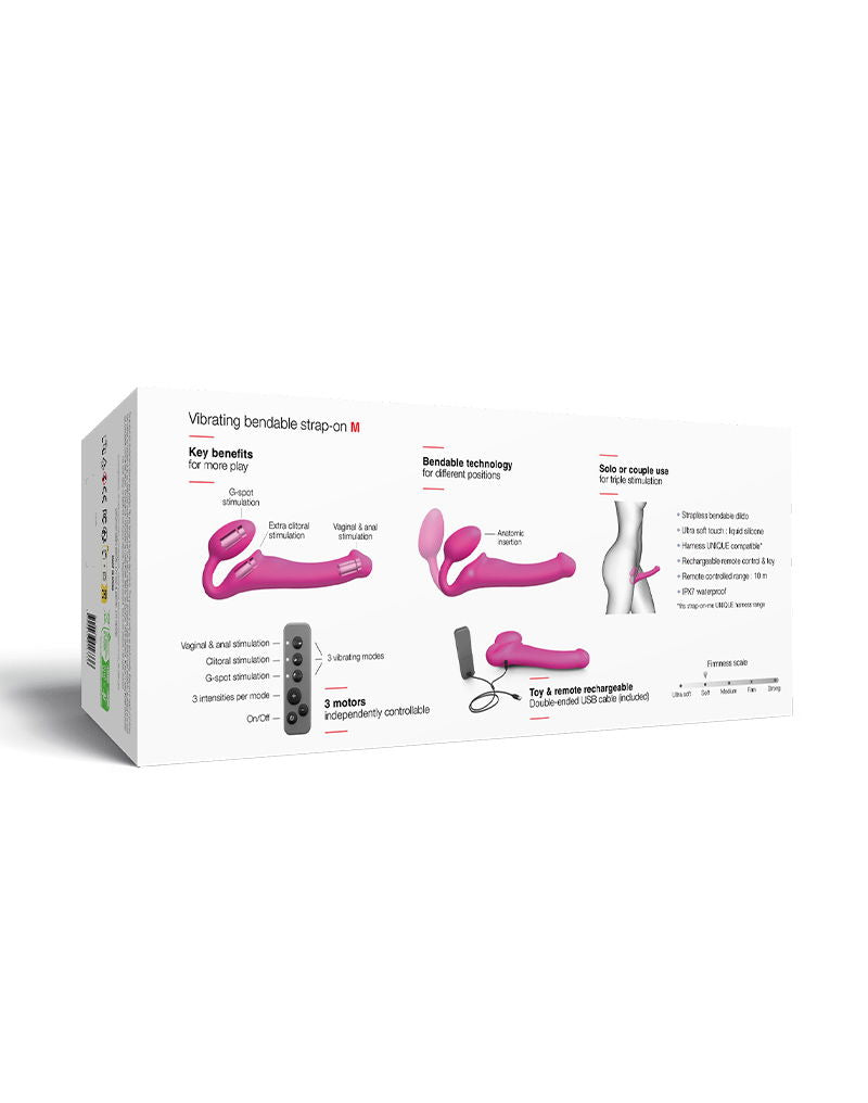 Strap-On-Me - Buigbare Strap-On Vibrator met Afstandsbediening Maat M