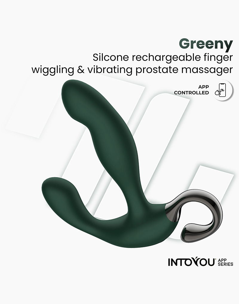 IY - Greeny - Prostaatmassager met vinger wiggling, App Controlled - Groen