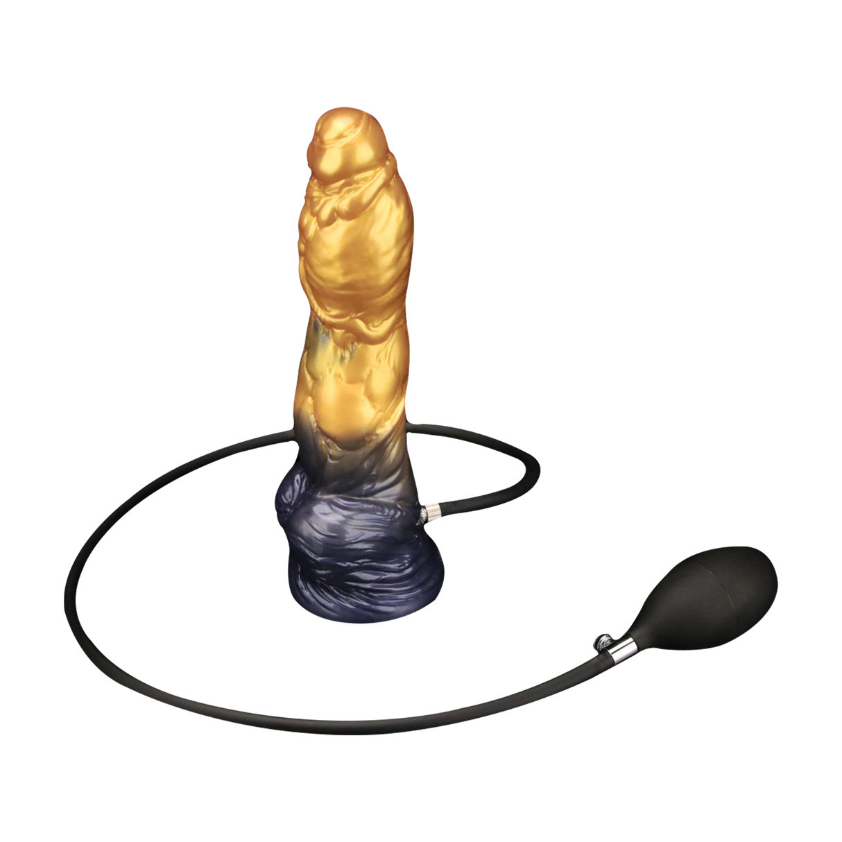 LoveToy - Dual Density Opblaasbare Dildo 10"/ 25 cm - Goud/Zwart