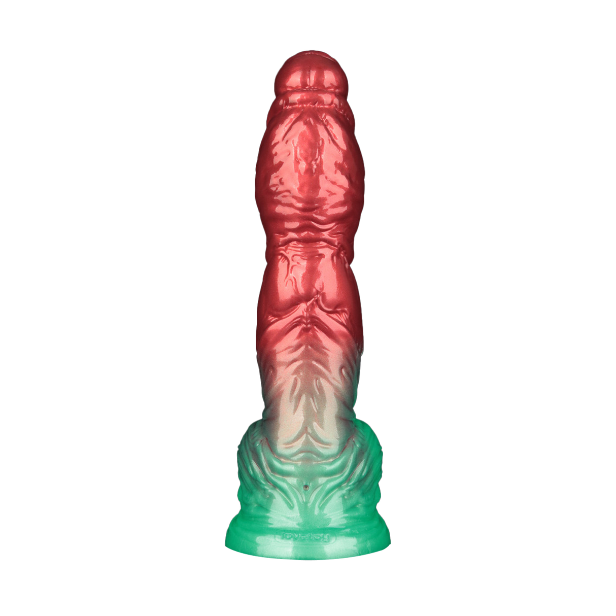 LoveToy - Dual Density Opblaasbare Dildo 10" / 25 cm - Rood/Groen