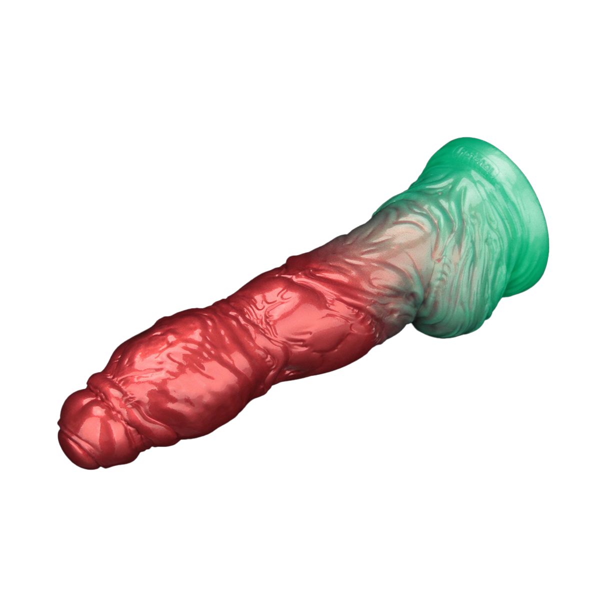 LoveToy - Dual Density Opblaasbare Dildo 10" / 25 cm - Rood/Groen