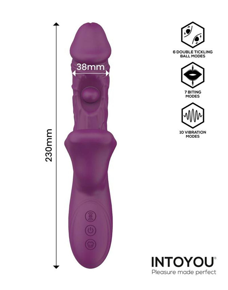 IY - Bella - Triple Motor Vibrator with Double Tickling Ball and Bitting - Paars