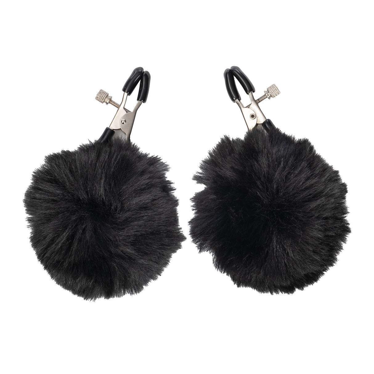 Rimba Bondage Play - Tepelklemmen met pompons - Zwart