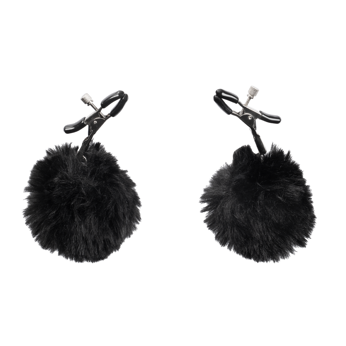 Rimba Bondage Play - Tepelklemmen met pompons - Zwart