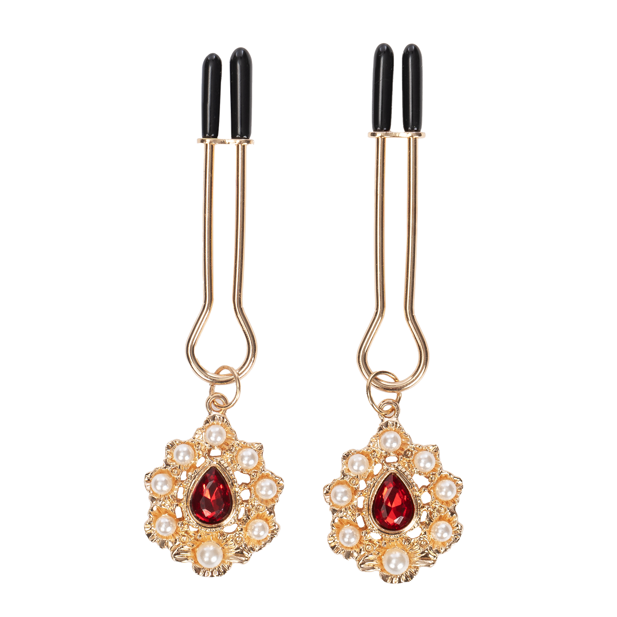 Rimba Bondage Play - Tepelklemmen met gouden juwelen - Goud