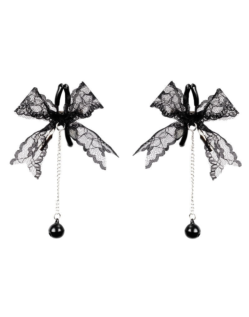 Rimba Bondage Play - Tepelklemmen met kant - Zwart