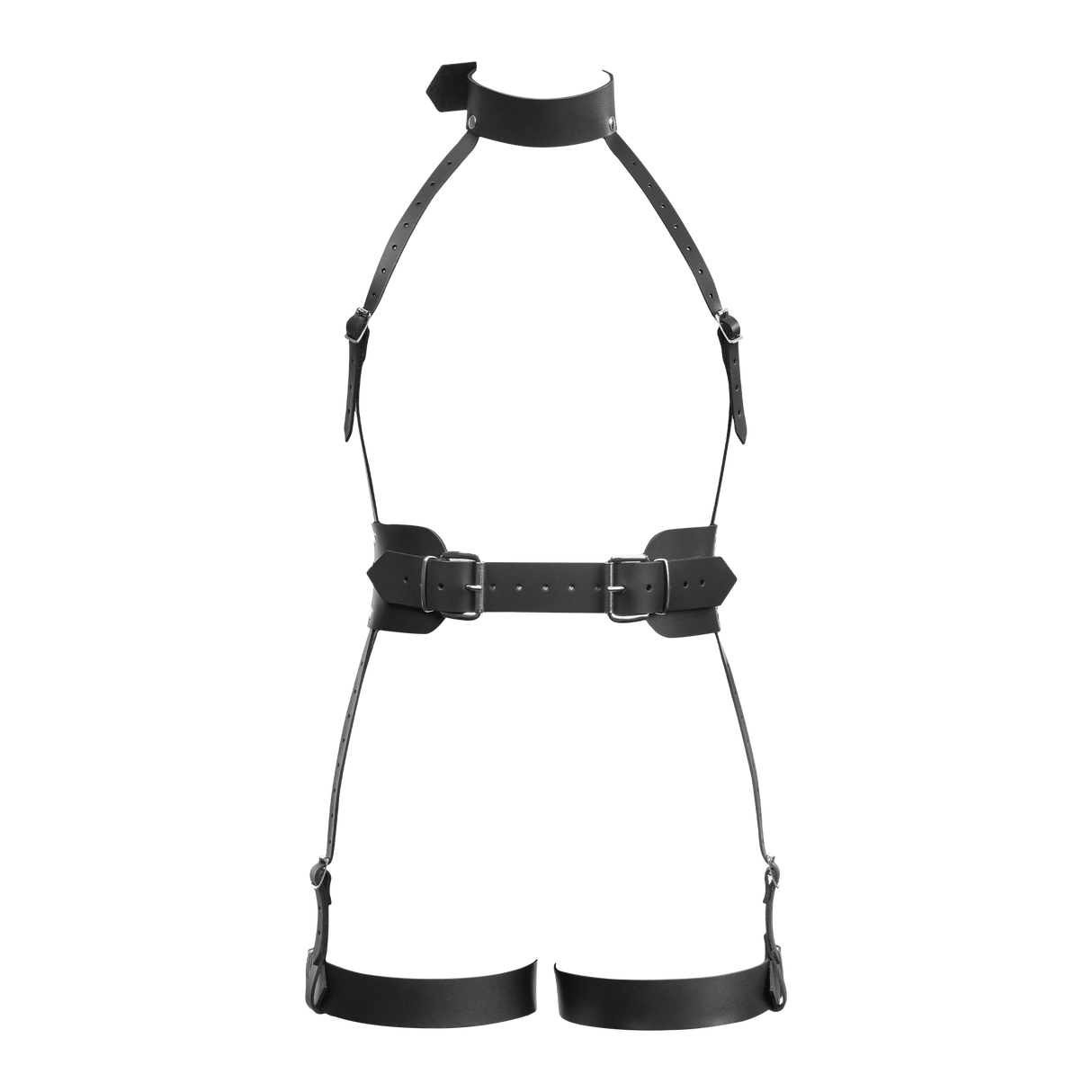 Rimba Bondage Play - Lederen Full Body Bondage Harnas - Zwart