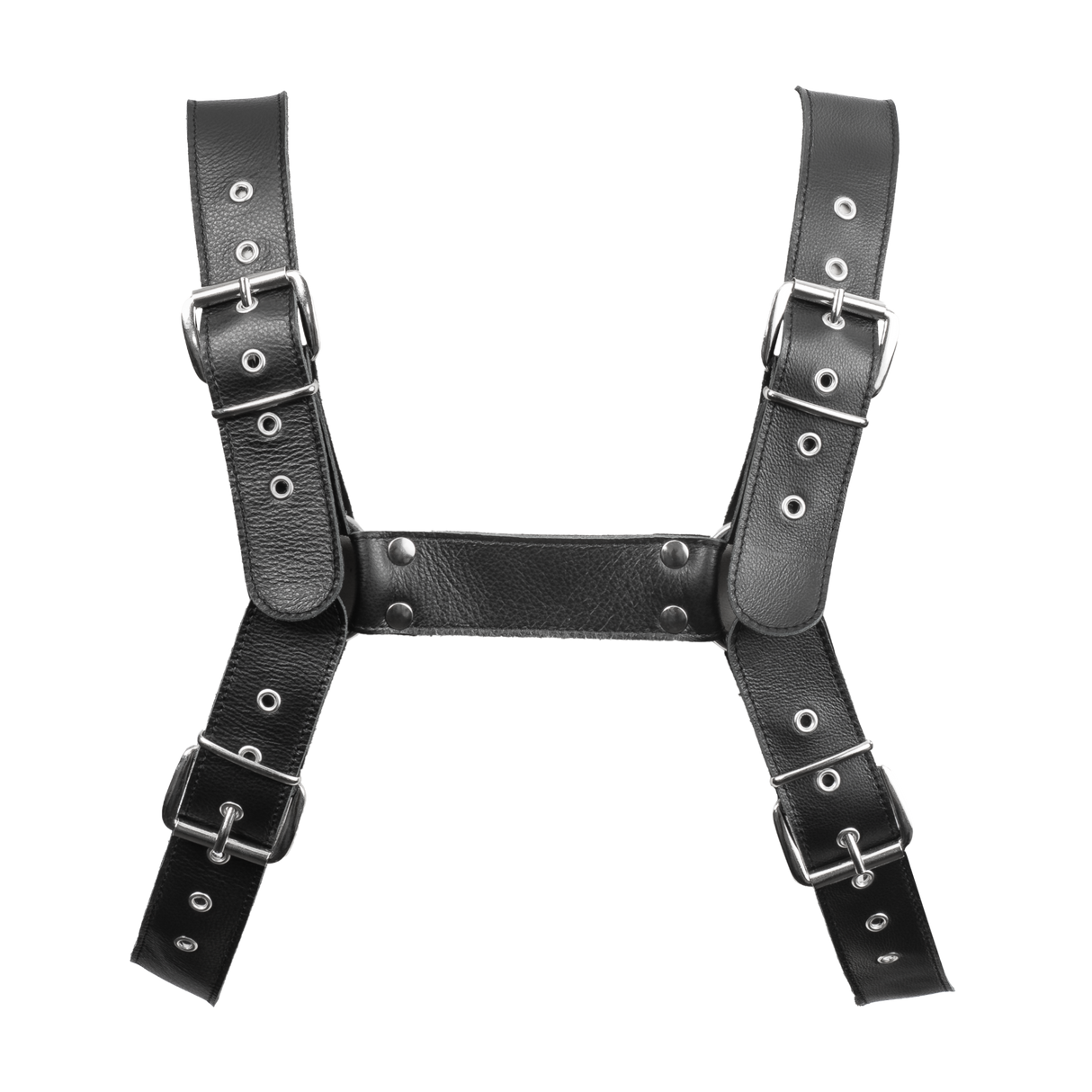 Rimba Bondage Play - Luxe Lederen Borstharnas met Zakken - Zwart