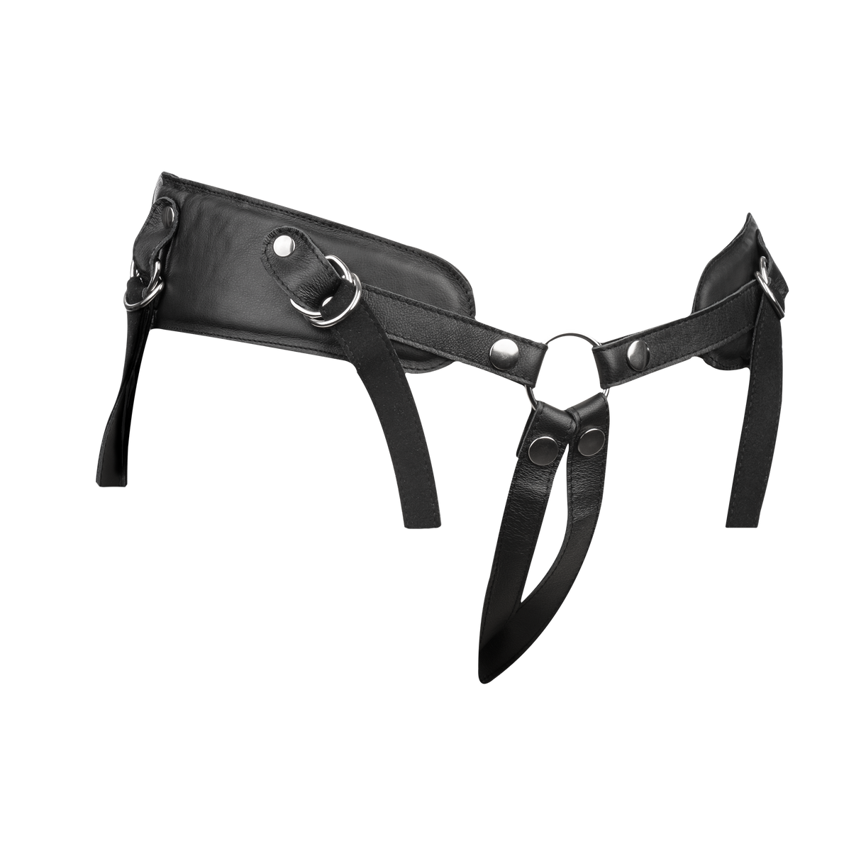 Rimba Bondage Play - Lederen Strap-On Harnas met vulling - Zwart