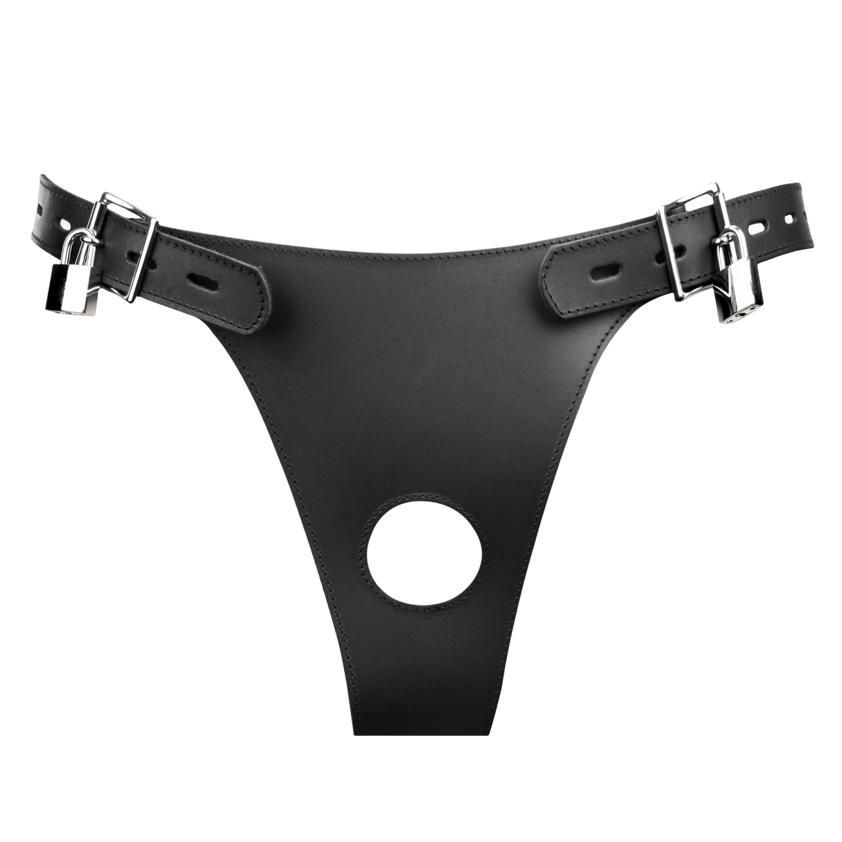 Rimba Bondage Play - Lederen Kuisheidsslip voor Mannen met Opblaasbare Anale Plug - Zwart