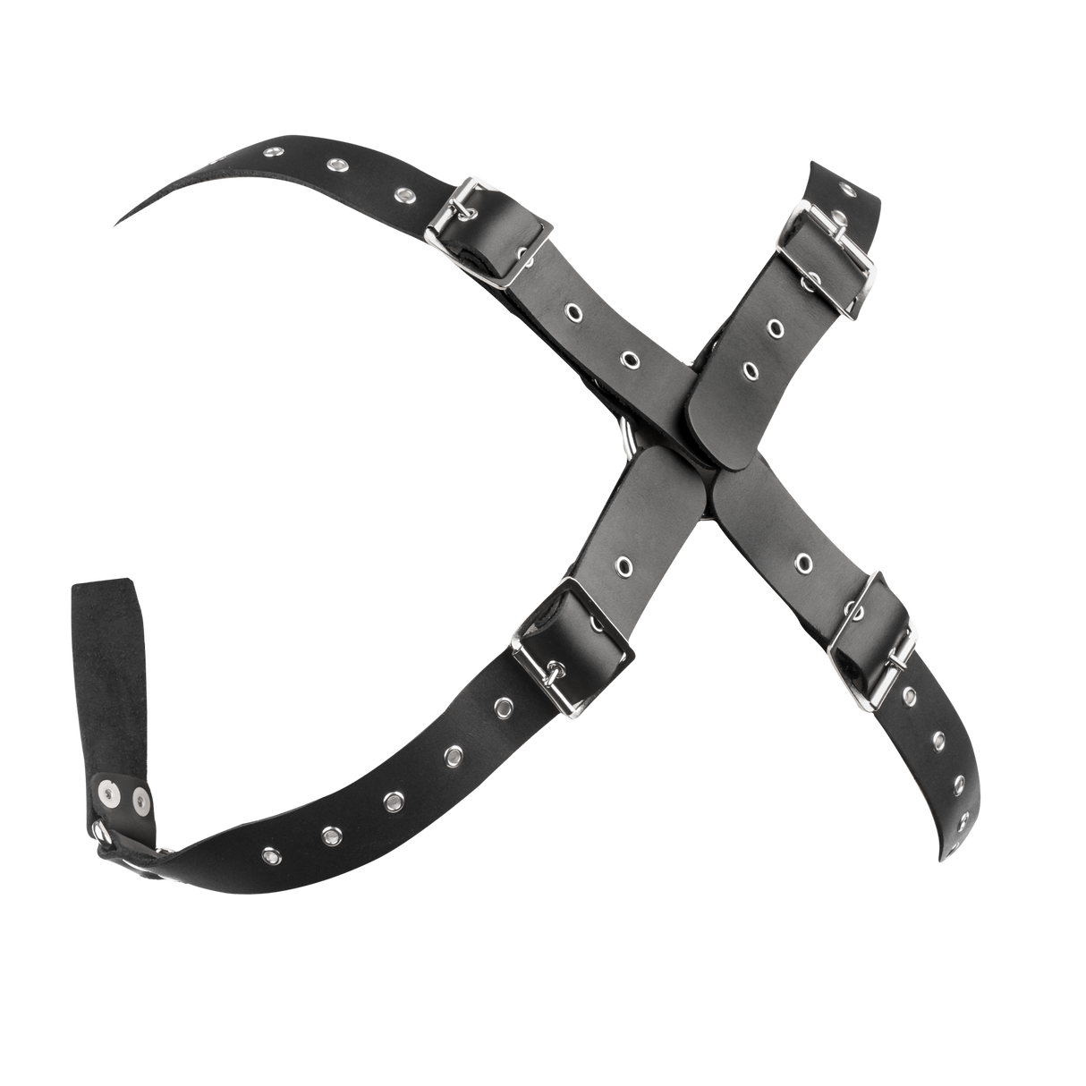 Rimba Bondage Play - Lederen Borstharnas met Kettingen - Zwart & Zilver