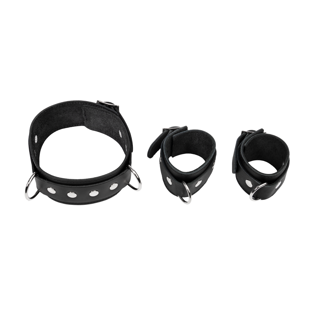 Rimba Bondage Play - Verstelbare spreidstang met nek- en handboeien - Zwart & Zilver