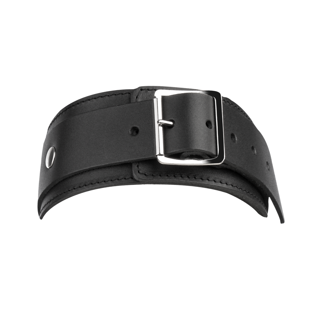 Rimba Bondage Play - Lederen Halsboei met Dubbele D-ring - Zwart