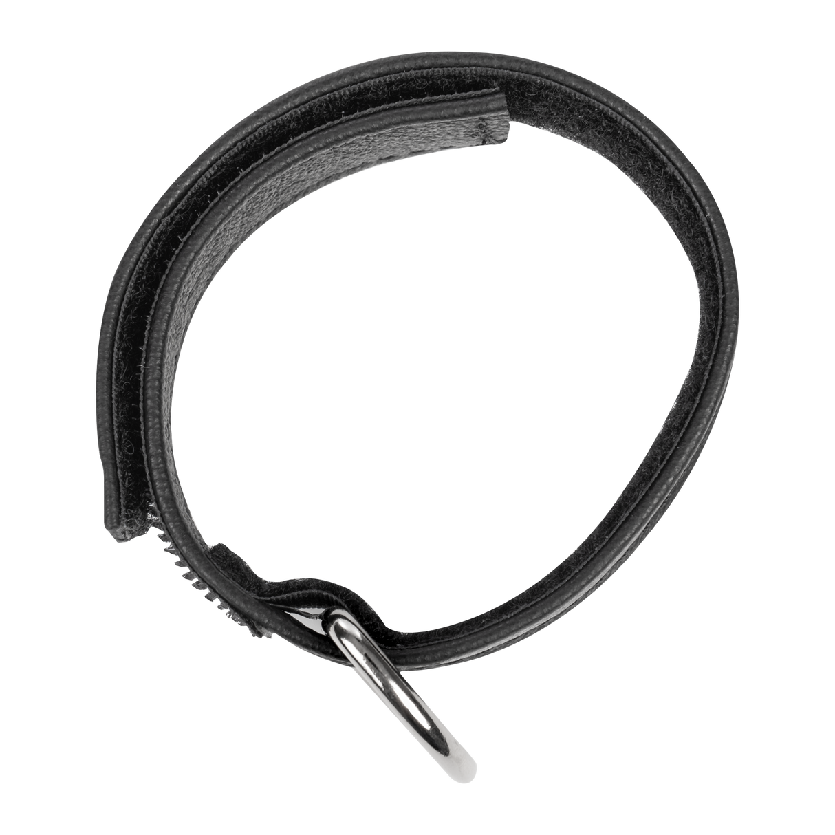 Rimba Bondage Play - Lederen Halsband met Klittenband - Zwart