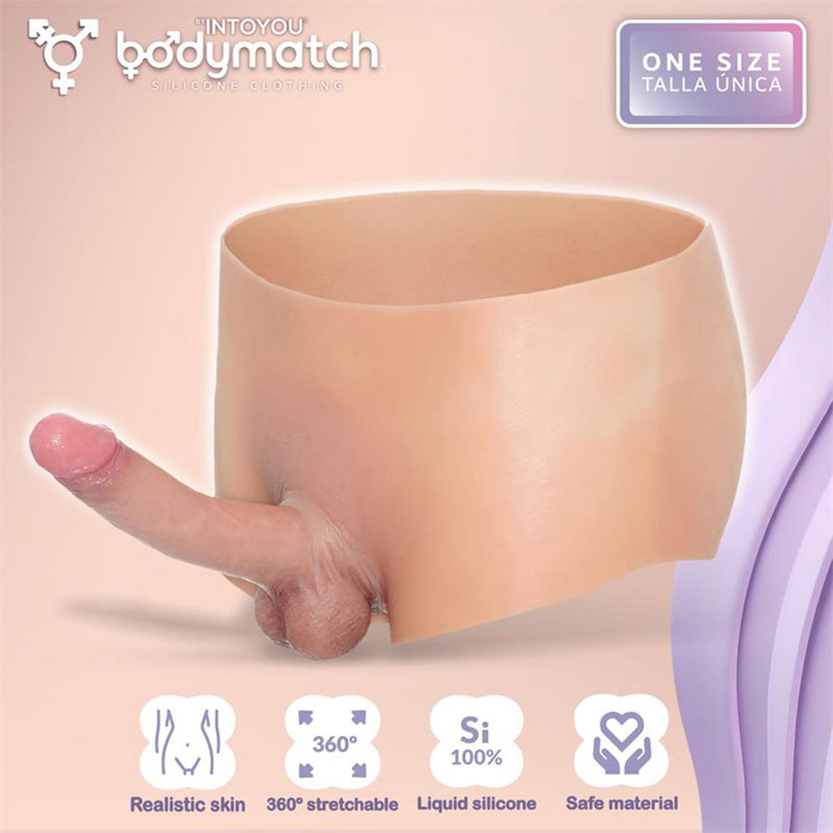 BODYMATCH - Blayke - Boxershort met ingebouwde penis van 18 cm - Siliconen - One Size - Huidskleur