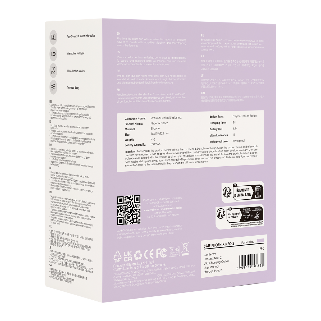 SVAKOM - Phoenix Neo 2 - Interactieve Bullet Vibrator met App Control - Lila