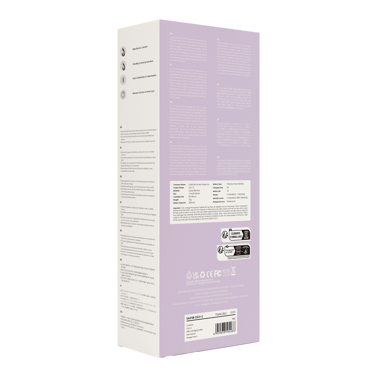 SVAKOM - Cici 2+ - Slanke G-Spot rabbit vibrator (met App-bediening) - Lila