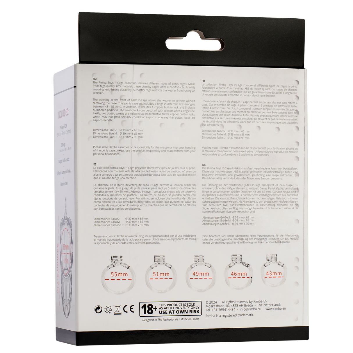 Rimba P-Cage - P-Cage PC08 - Peniskooi Maat M - Transparant