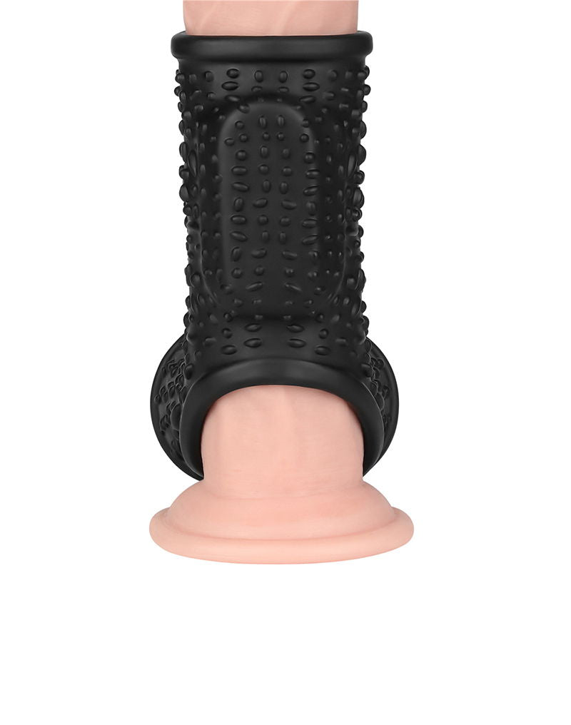 LoveToy - Drip Knights Ring - Vibrerende Penis en Scrotum Sleeve (Ø 2,8 cm) - Zwart